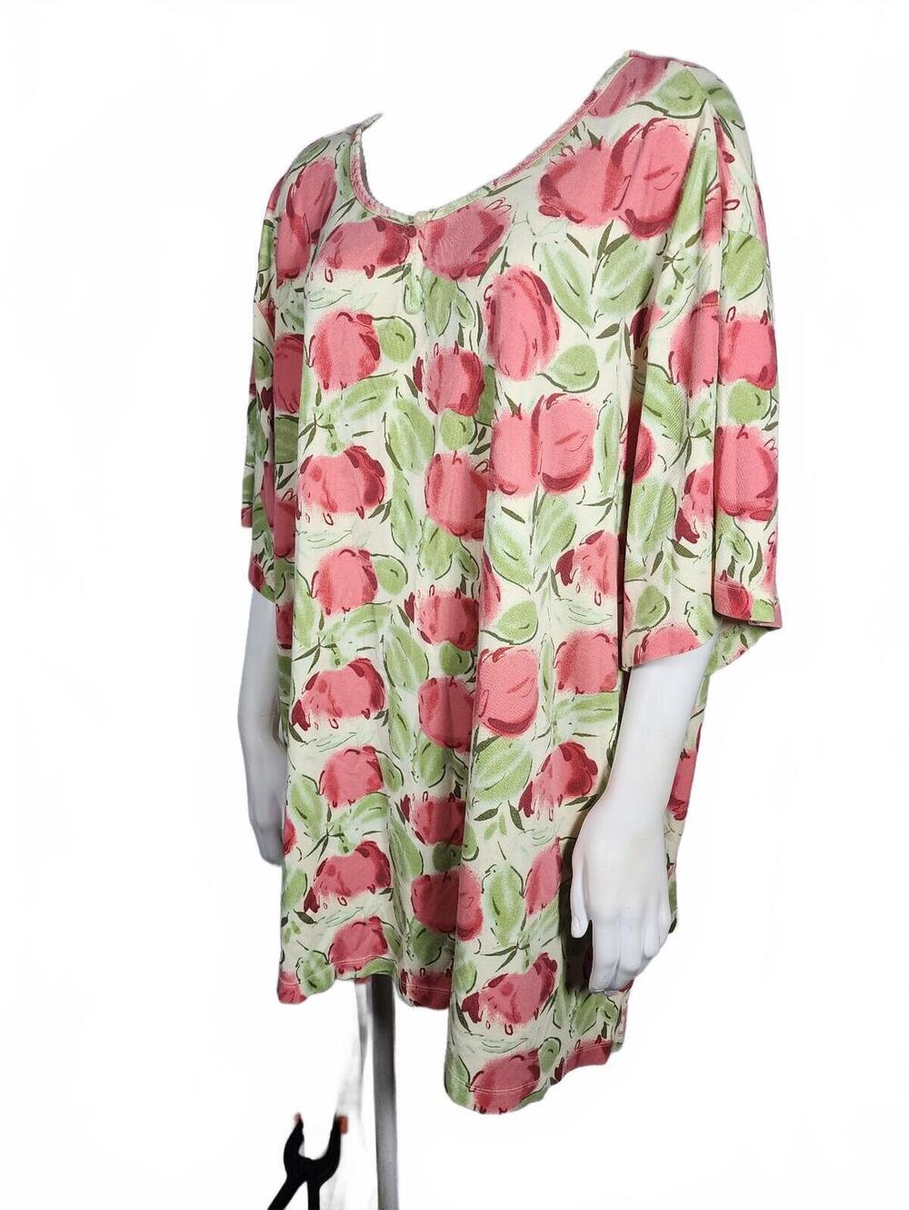 Liz & Me Floral Print Cotton Blend Top Size 4X